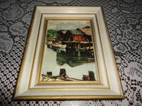 Antique USA Lithograph Richmond Irwin Kelsey Boats Dock Water Nr 5748 Framed