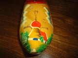 Vintage Coin Bank Tin Metal Pine Wood Clog Holland Handpainted w Hanger