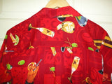 Bill Blass Mens Short Sleeve Sz S Red Casual Shirt Cocktails Martini Olive Drink