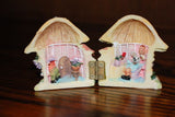 2 Mice in a Gnome Mushroom House Hinged to Open Hand Painted Figurine