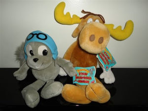 Dakin ROCKY & BULLWINKLE Set 2 Stuffed Toys 1994 All Original Tags Hand Crafted
