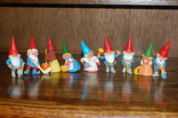 David The Gnome Set of 9 Working Gnomes & Hockey Player Rubber Toy Figures