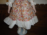Vintage 1970's Porcelain Doll Blonde Hair Cotton Flowered Dress 16 inch
