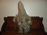 Large Real Fur TROLL GNOME Doll Figure Wood Walking Stick 18 inch Handmade OOAK