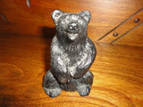Canadian Crafted Alberta Real Black COAL BEAR Figurine 3.75" Laughing Carved