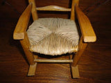 Vintage Wooden Rattan Rocking Chair Doll or Bear Handmade