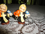 Original W Germany Goebel Munich Monk Children Salt Pepper Shakers Hearts