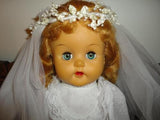 Original 1950's Reliable Canada Bridal Doll 22" Voice Box All Clothing Walking