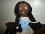 Vintage Dolly Handmade England Stuffed Cotton Doll with Braids 20 inch