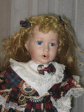 Vintage Porcelain Red Hair Doll Heather 9503B Wearing Bear Dress Europe 49 CM