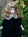 Gorgeous European Porcelain Doll 45 CM Dark Blue Velvet Dress