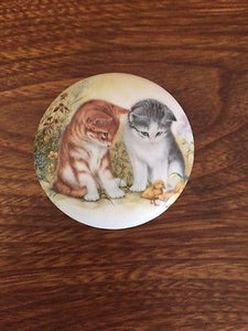 Royal Staffordshire UK Kittens Puppies Dish with Lid Bone China Art Pottery