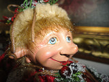 Bombay Company Smiling ELF DOLL Red Ornament Poseable Figure 11 inch  RETIRED