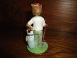 Vintage Bear Bisque Porcelain Golf Figurine Ornament Hand Painted Taiwan Japan