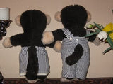 Vintage 70s German Plush MONKEY GIRL & BOY Set