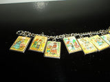 Antique 1950s Charm Bracelet TEN COMMANDMENTS Words & Hologram Pictures