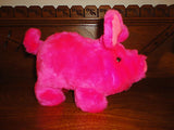 Iwaya PIG Walking Grunting Neon Pink Plush Toy China Battery Operated 1986