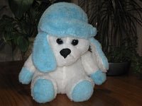 Vintage Dutch Stuffed Dog Blue White With Hat