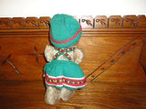 Old Antique German Mohair Jointed Bear Brown 9.5 Inch Knitted Outfit