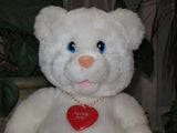 Dutch Holland Vintage White Bear Sitting Red I Love You Heart 12" Valentines Day