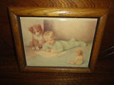 Tile Art Bessie Pease Gutmann Oak Wood Frame 1983 Rockford Editions Made Italy