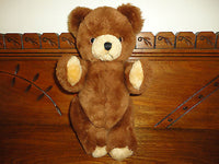 Antique Gund Brown Teddy Bear Fully Jointed 12 inch Solid Stuffed w Tag 1979