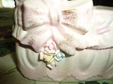 Vintage RUBENS Made Japan Baby Bassinet Cradle Porcelain Planter Ornament 603