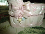 Vintage RUBENS Made Japan Baby Bassinet Cradle Porcelain Planter Ornament 603