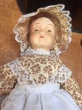 Antique Bisque Doll Marked MS 12 inch Original Clothing Red Hair