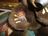 Plushland 1999 Sitting Brown Bear Eating Honey with Bees Handmade 12 inch w Tags