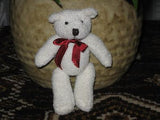 Azure Miniature Teddy Bear 5 Inch White Red Bow UK