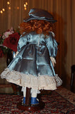 German Porcelain Doll Blue Lace Dress 39 CM Ltd Edition NEW in Box w Certificate