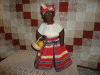 Handmade West Indies Jamaican Stuffed Doll Wooden Fruit
