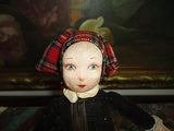 Antique Norah Wellings England Cloth Doll 12in Velvet Original Scottish Outfit
