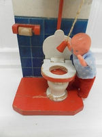 Antique Europe Wooden Handmade Toilet Restroom Flushes ! 1950's Doll House RARE