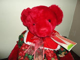 Commonwealth NY / Netherlands Red 2000 Christmas Bear Poinsettia Dress 18 inch