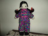 Asian Girl Doll Handmade Knitted Braided Hair Chinese Flower Outfit 13 Inch Tall