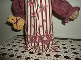 Christmas Cat Angel Wings OOAK Handmade Fabric Wooden Figurine 12 Inches Tall