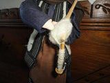 Vintage Old Woman Spinning Wool Doll Hand Painted 12 inch