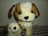 Vintage Saint Bernard Mother Dog with Puppy Stuffed Plush RARE