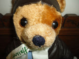 Harrods Aviator Pilot Teddy Bear Vinyl Flight Suit 12" Retired London UK Vintage