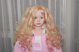 Vinyl Fabric Girl Doll Blonde Hair w Steiff Bear Large 90cm - 35in
