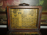 Antique 19th Cent. Chinese Mahogany Leather Box Brass Closure Double Happiness