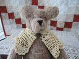 OOAK Handmade CANADA ARTIST Button Jointed BEAR with Lace Shawl