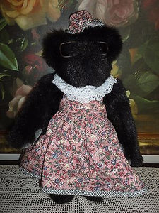 Vermont Teddy Bear BLACK Furry Long Plush 16in.Handcrafted RETIRED 1994 Made USA