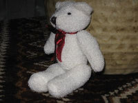 Azure Miniature Teddy Bear 5 Inch White Red Bow UK