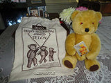 Dean's Rag Book UK London Gold Mohair Trad. Teddy Bear in Pouch Bell in Ear