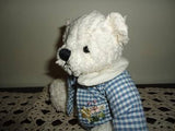 White Corduroy Girl Bear Gingham Jacket with Flowers and Bees