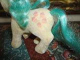 Vintage My Little Pony Fuzzy Felt Horse Cupcakes on Rear w Teal Blue Mane 5 in