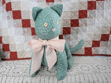 OOAK CAT CANADIAN Artist Cotton Fabric & Buttons 14 In.